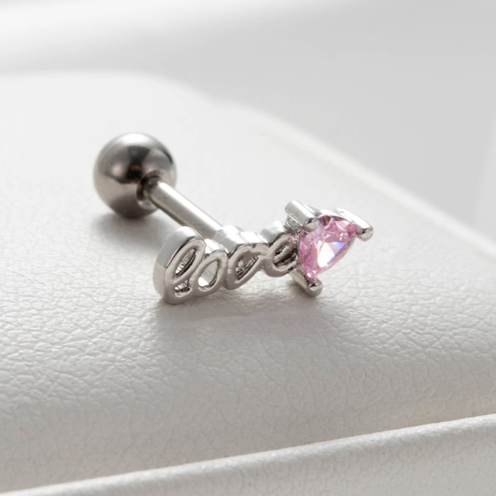 1 pieza de pendientes de botón de acero de titanio con forma de corazón, sin chapado, con circonitas, para mujer